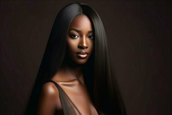 Woman with long straight black hair